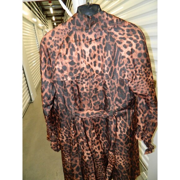 Pamela McCoy Mist Leopard Print Womens Robe Jacket With Tie Waist Size Large - Picture 11 of 16